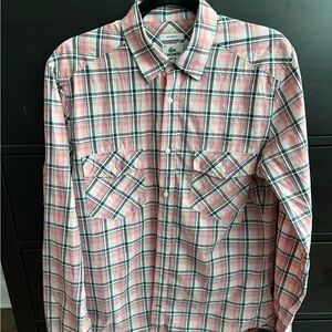 Lacoste Men's Shirt in Pink and White Plaid
